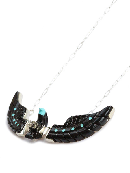 INDIAN JEWELRY BEN LIVINGSTON / Jet Navajo Eagle Necklace
