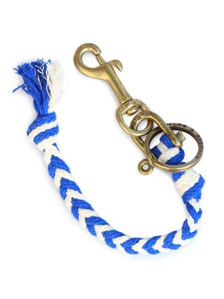GILES & BROTHER Braided 2 Color Rope Key Fob (Blue × White)