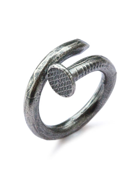 Casted Silver Nail Ring [R-101007-SLV-SLV]