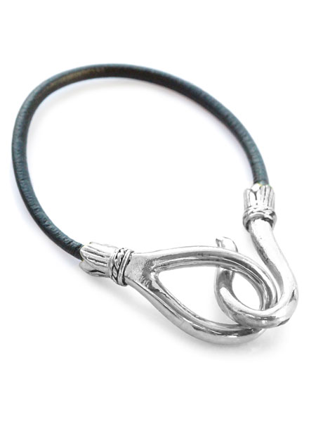 Blue Bayer Design Hook Bracelet leather (White Bronze)