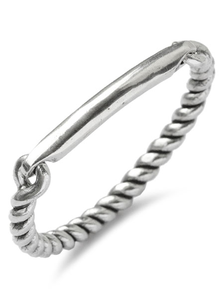 GILES & BROTHER Twisted Hinge Cuff W/ID Bar (SILVER OXIDE)