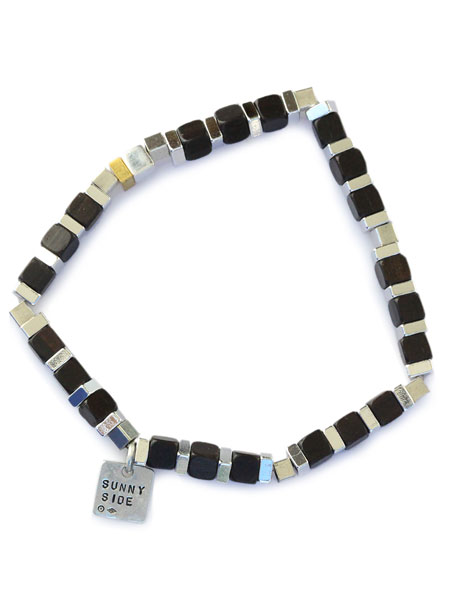 SQUARE Wood Beads Bracelet (D.Brown)