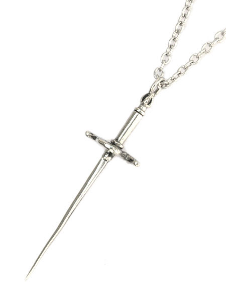 Blue Bayer Design Needle Sword Necklace (White Bronze)