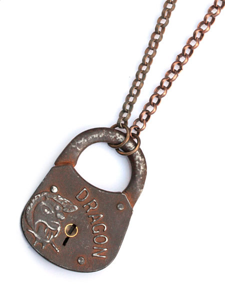 Lux Revival Vintage Lock Necklace (Dragon)