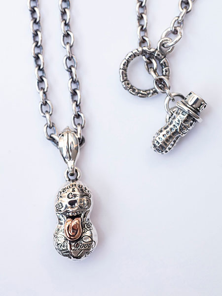 PEANUTS&CO. BERO TATOO PEANUTS S Size Silver × K10 Pink Gold + Peanuts Silver Chain 50cm / ベロ タトゥー ピーナッツ (シルバー × ピンクゴールド) ピーナッツ シルバーチェーン