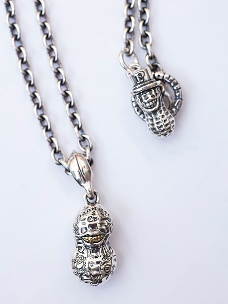 PEANUTS&CO. TATOO PEANUTS S Size Silver × K10 Yellow Gold + Peanuts Silver Chain 50cm / タトゥー ピーナッツ (シルバー × イエローゴールド) ピーナッツ シルバーチェーン