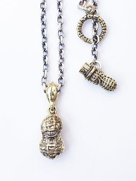 PEANUTS&CO. TATOO PEANUTS S Size Brass × Silver + Peanuts Silver Chain 50cm / タトゥー ピーナッツ (ブラス × シルバー)  ピーナッツ シルバーチェーン