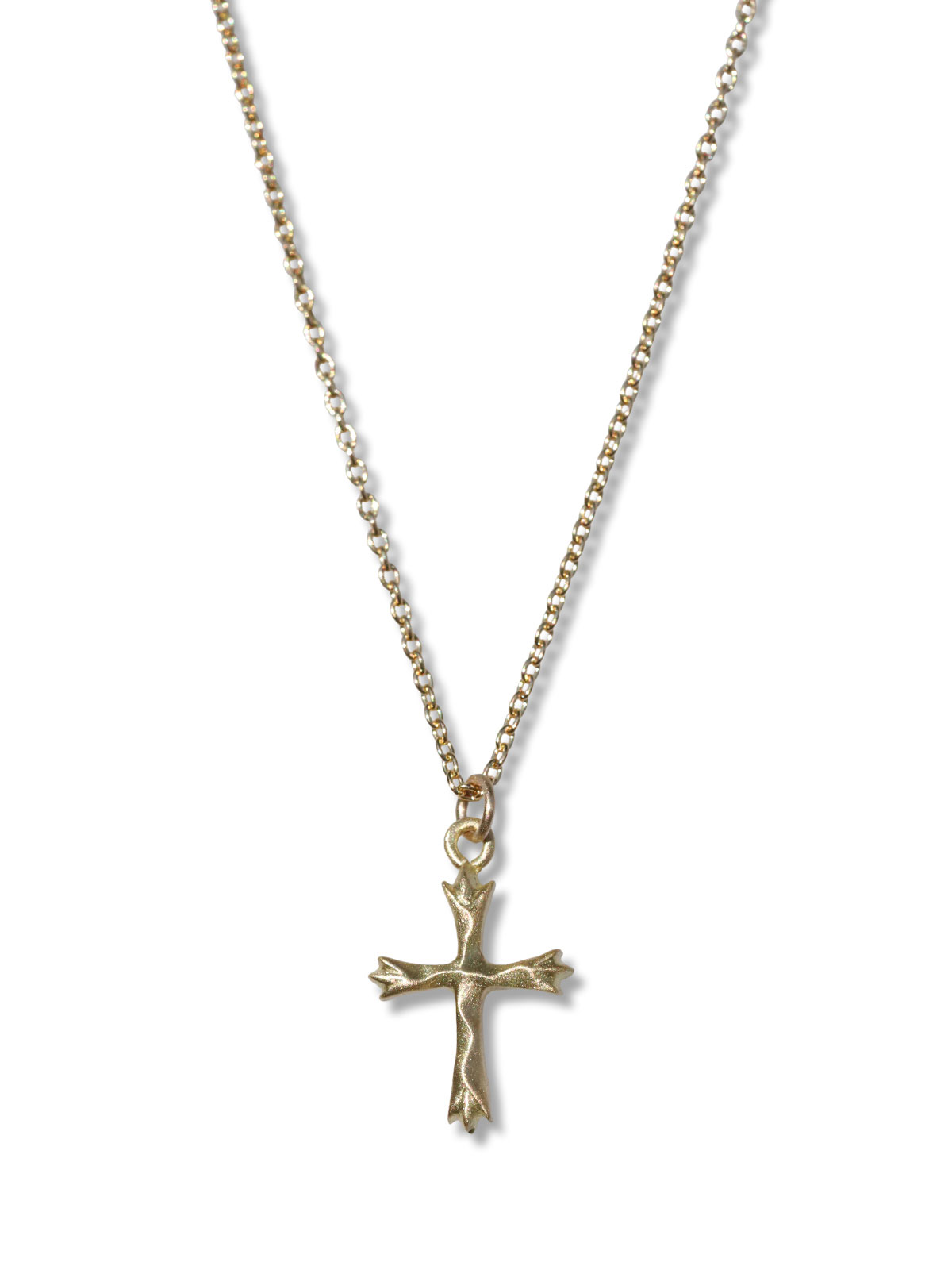 IDEALISM SOUND K10 Yellow Gold & Ruby Raised Wave Cross Necklace [No.10009] / イエロー ゴールド クロス ネックレス