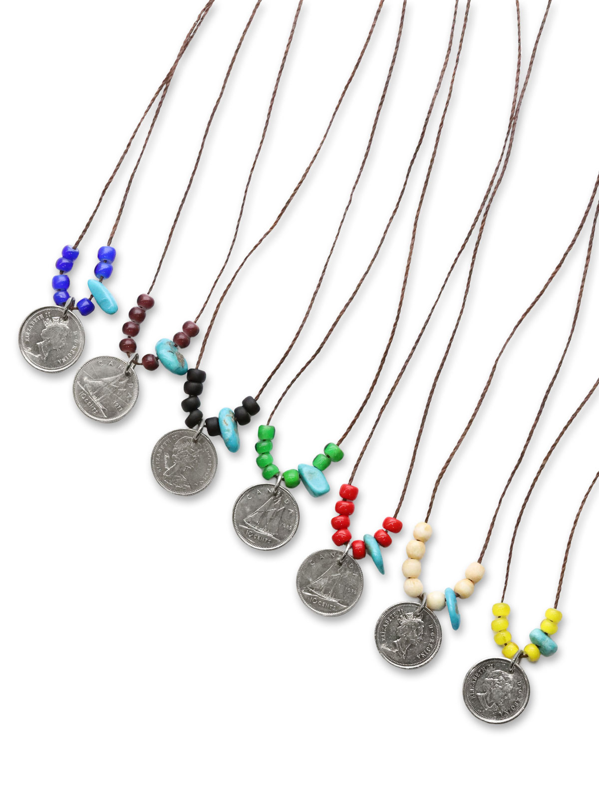 BELIEVEINMIRACLE COIN BZ TQ NC / コイン ビーズ ターコイズ ネックレス