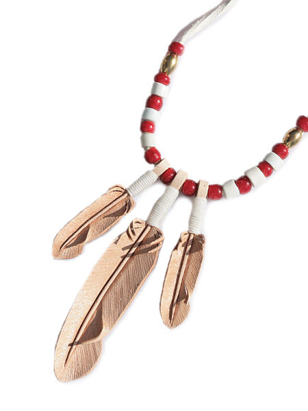 Rooster King & Co. Natural Leather Feather Necklace