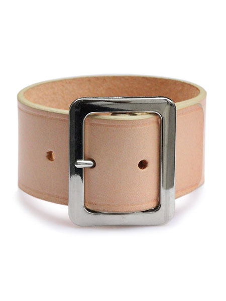 ON THE SUNNY SIDE OF THE STREET Wide Leather Bracelet (Beige)