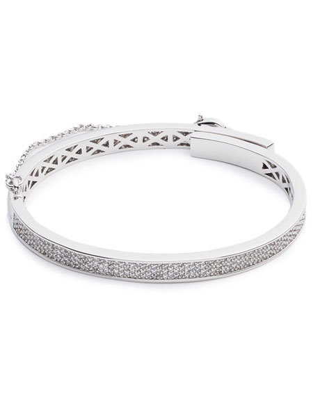 PAVE EXTRA THIN SAFETY CHAIN BRACELET (SILVER)