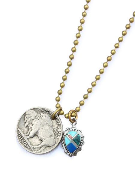 Lux Revival Nickel / Turquoise Charm Necklace