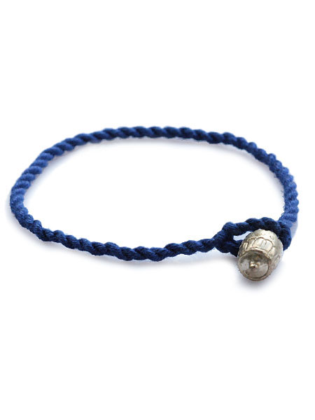 frank and easy Braided Cotton Bracelet (Brass / Blue)
