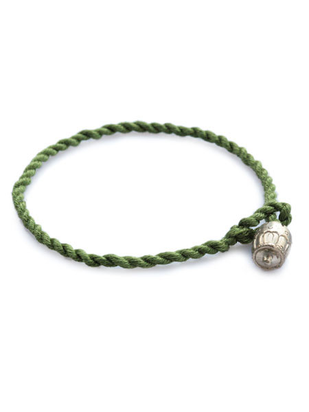 frank and easy Braided Cotton Bracelet (Brass / Green)