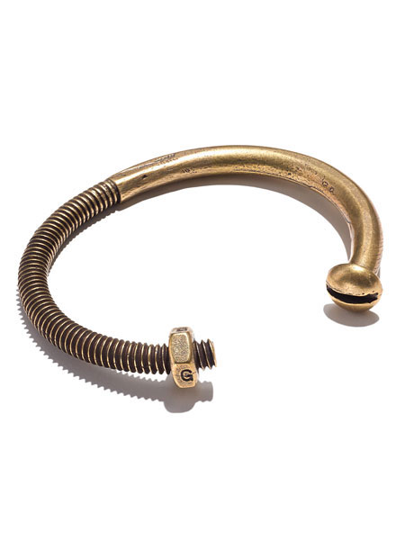 Skinny Nut & Bolt Cuff Bracelet (Brass)