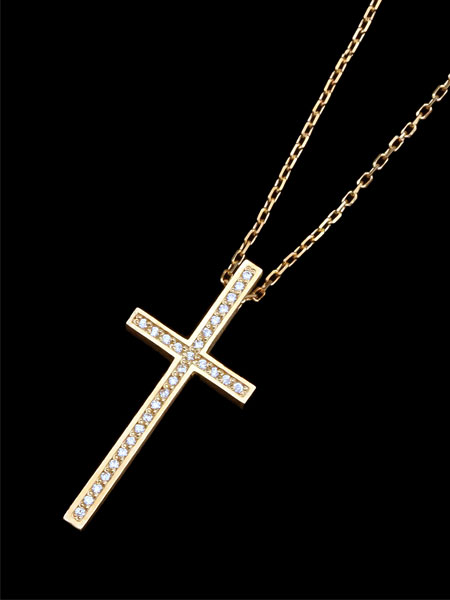 GARDEL K18YG Two Me Cross Necklace [GDP-085/K18YG+DIA]