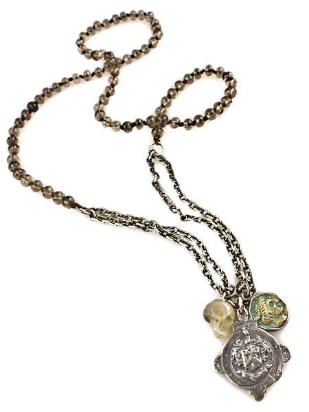 M.Cohen KNOTTED GEMSTONE SILVER LINK NECKLACE