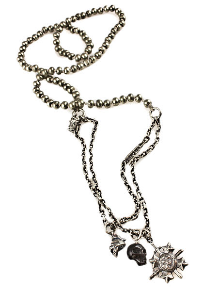 M.Cohen KNOTTED GEMSTONE SILVER LINK NECKLACE (PYRITE)