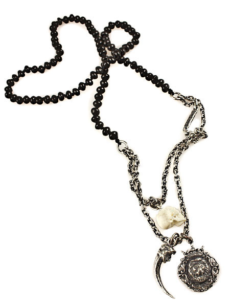 M.Cohen KNOTTED GEMSTONE SILVER LINK NECKLACE (BLACK AGATE)