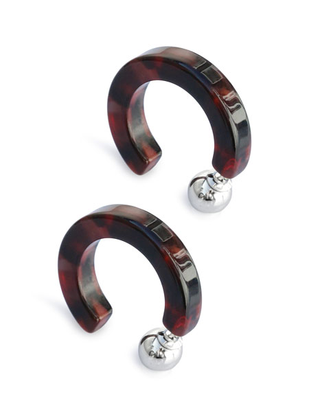 Tortoise Shell 30mm Hoop Pierced Earrings (Red) [910-508P]