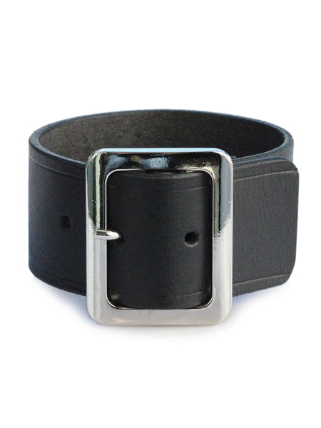 ON THE SUNNY SIDE OF THE STREET Wide Leather Bracelet (Black)