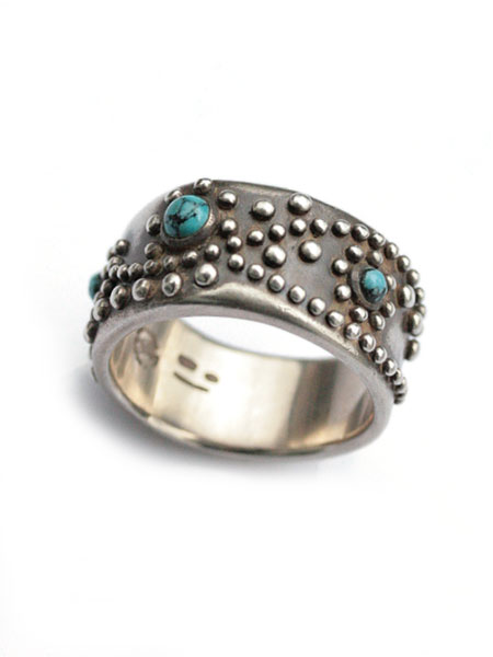 “70’S STUDS” RING (TURQUOISE)
