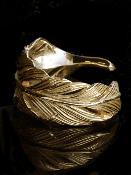 Small Owl Feather ring K10 Gold