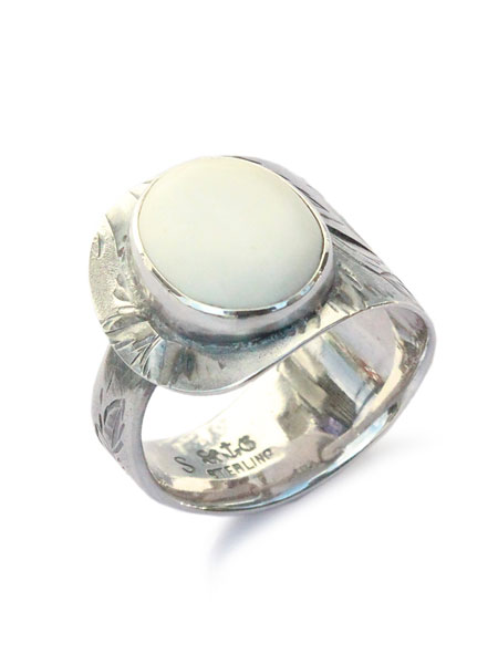 B.M.T. -BLIND MAN TOGS- SPOON RING WHITE TURQUOISE