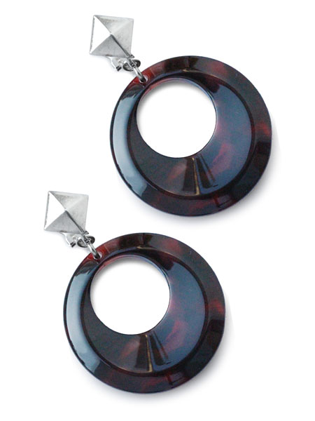 ON THE SUNNY SIDE OF THE STREET 32mm Vintage Crescent EarClips (Red) [910-502E]