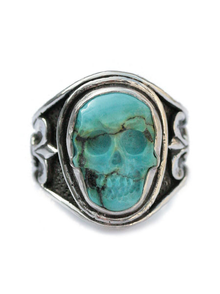 Sculpted Skull Ring - Turquoise