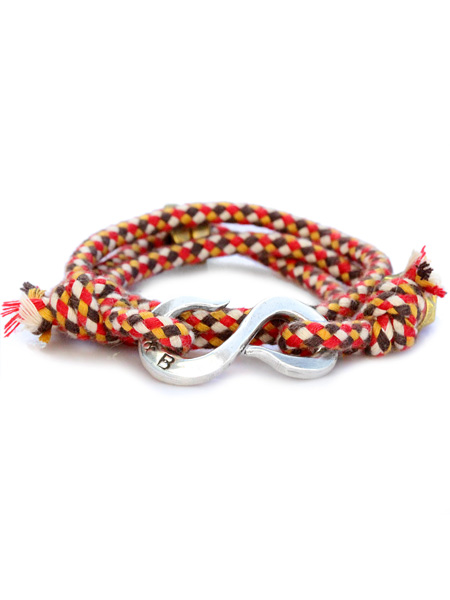 GILES & BROTHER Multi Check Silver "S" Hook Wrap Bracelet