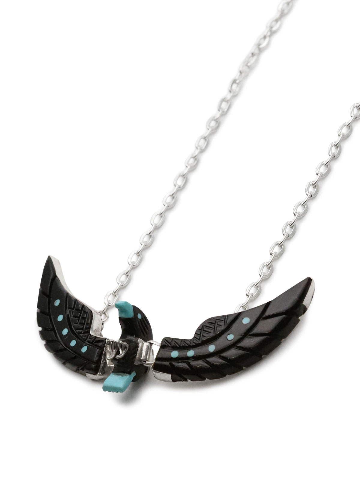 INDIAN JEWELRY BEN LIVINGSTON / Jet Navajo Eagle Necklace