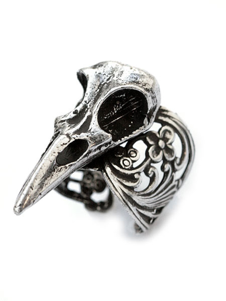 Blue Bayer Design Raven Skull Ring